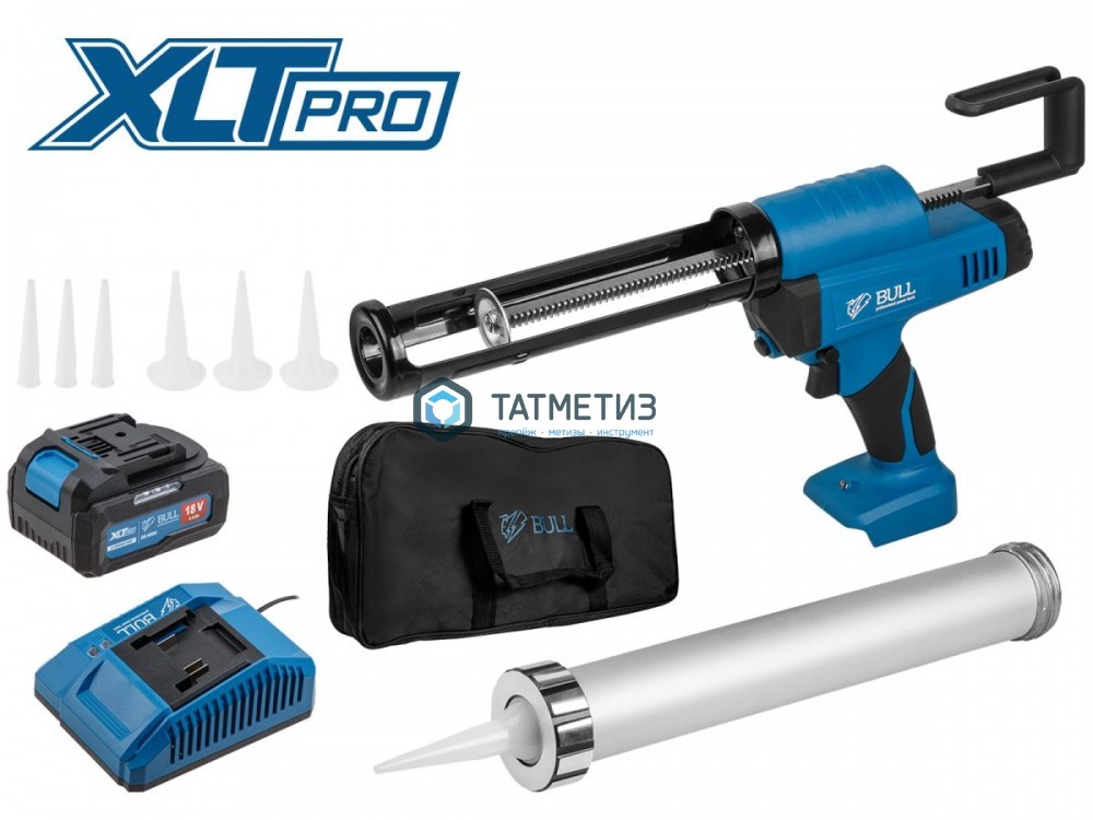 Пистолет аккум. д/герметиков 300 мл, 18В, Li-ion, 2500Н, 0,8-8,3 мм/с, сумка, BULL CG 1860 | «ТАТМЕТИЗ» Пистолет аккум. д/герметиков 300 мл, 18В, Li-ion, 2500Н, 0,8-8,3 мм/с, сумка, BULL CG 1860 - магазин крепежа «ТАТМЕТИЗ»