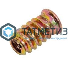 Втулка (футорка) мебельная резьбовая с потайным фланцем 8х12,5х15 ЖЕЛТЫЙ ЦИНК -  магазин крепежа «ТАТМЕТИЗ»