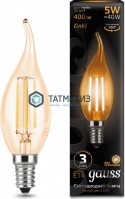 Лампа светодиодная LED  5Вт Свеча на ветру E14 2700К Golden GAUSS Filament -  магазин крепежа «ТАТМЕТИЗ»