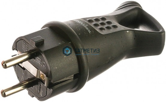 Эл.вилка угловая каучук однофазная с ушком, UNIVersal | «ТАТМЕТИЗ» Эл.вилка угловая каучук однофазная с ушком, UNIVersal - магазин крепежа «ТАТМЕТИЗ»