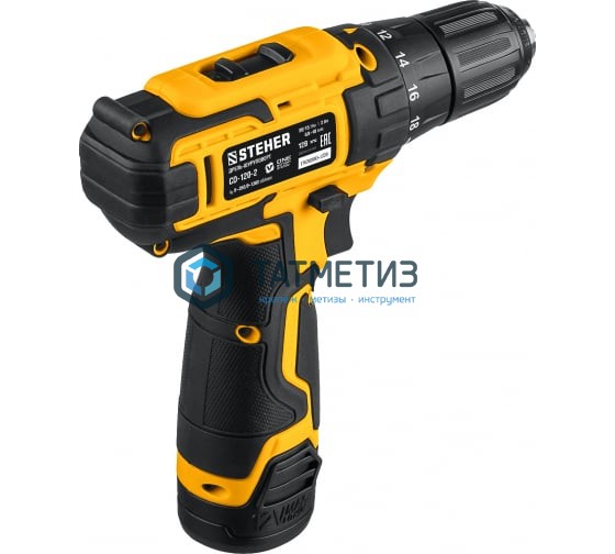 Дрель-шуруповерт 12 В STEHER, 30 Н·м, 2 АКБ (2 А·ч),кейс Дрель-шуруповерт 12 В STEHER, 30 Н·м, 2 АКБ (2 А·ч),кейс